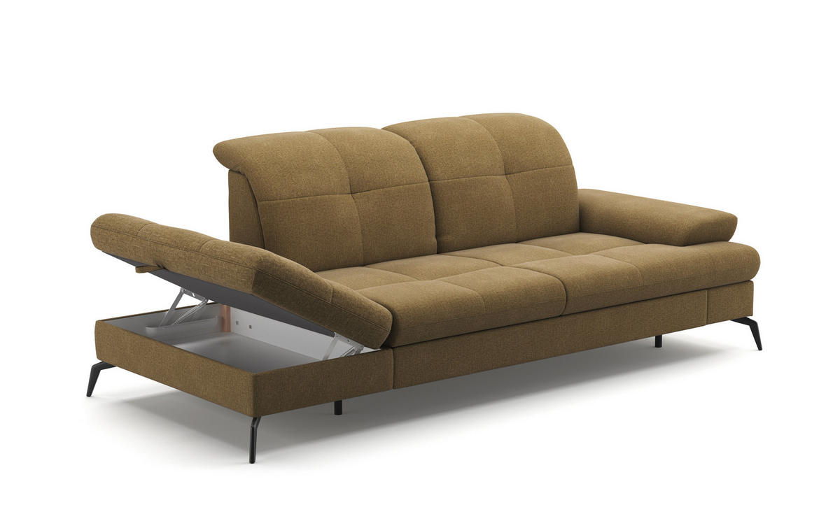 RÉCAMIERE in Flachgewebe Olivgrün  - Schwarz/Olivgrün, Konventionell, Textil/Metall (231/90/122cm) - Sit & More