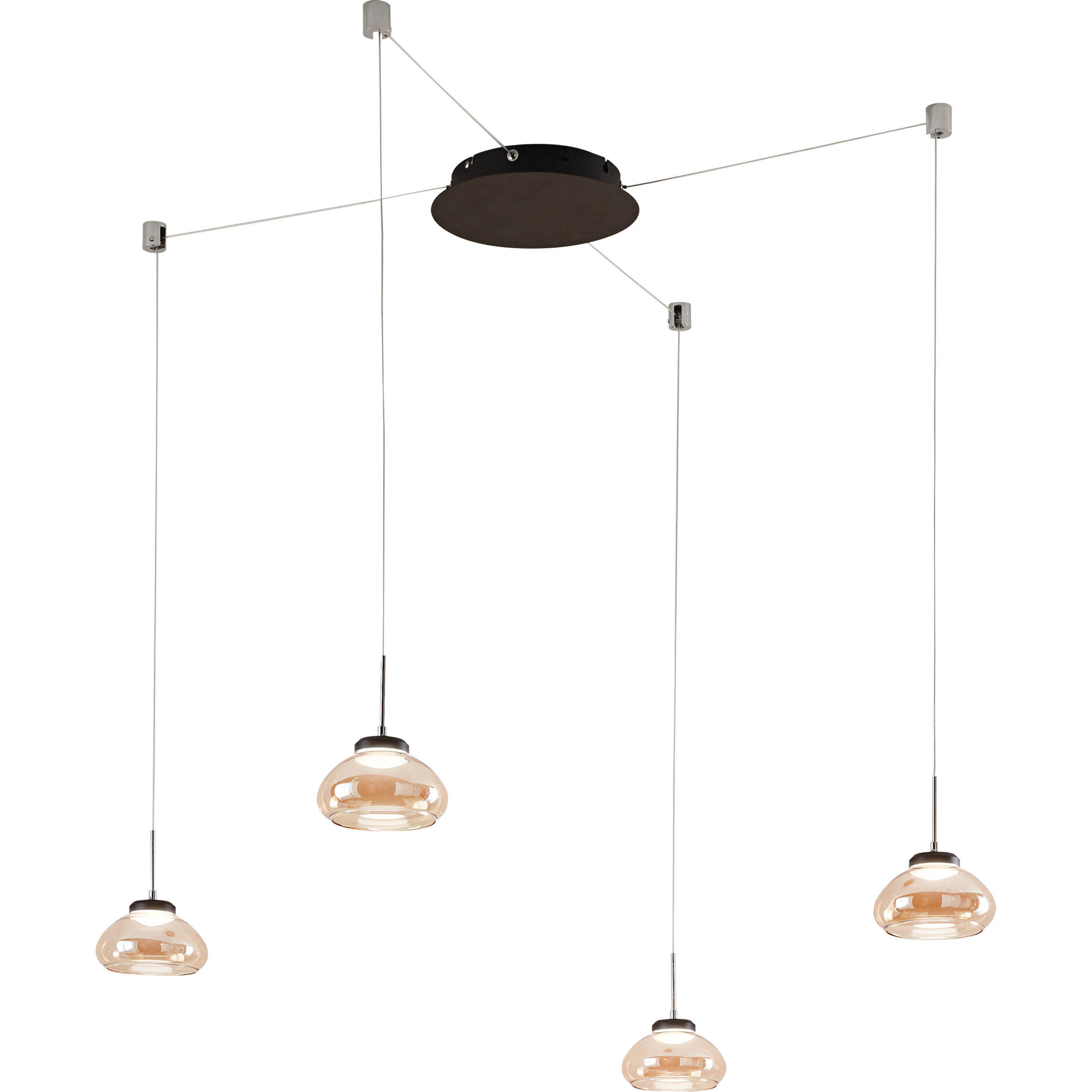 LED-PENDELLEUCHTE Arabella 350/65 cm   - Schwarz, Design, Glas/Metall (350/65cm) - Fabas Luce