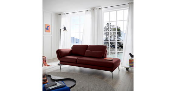 RÉCAMIERE in Echtleder Rot - Chromfarben/Rot, Design, Leder/Metall (209/85-109/95-16cm) - Dieter Knoll
