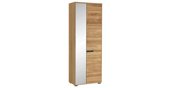 GARDEROBENSCHRANK  in 70/196/40 cm  - Eichefarben/Schwarz, KONVENTIONELL, Glas/Holz (70/196/40cm) - Linea Natura