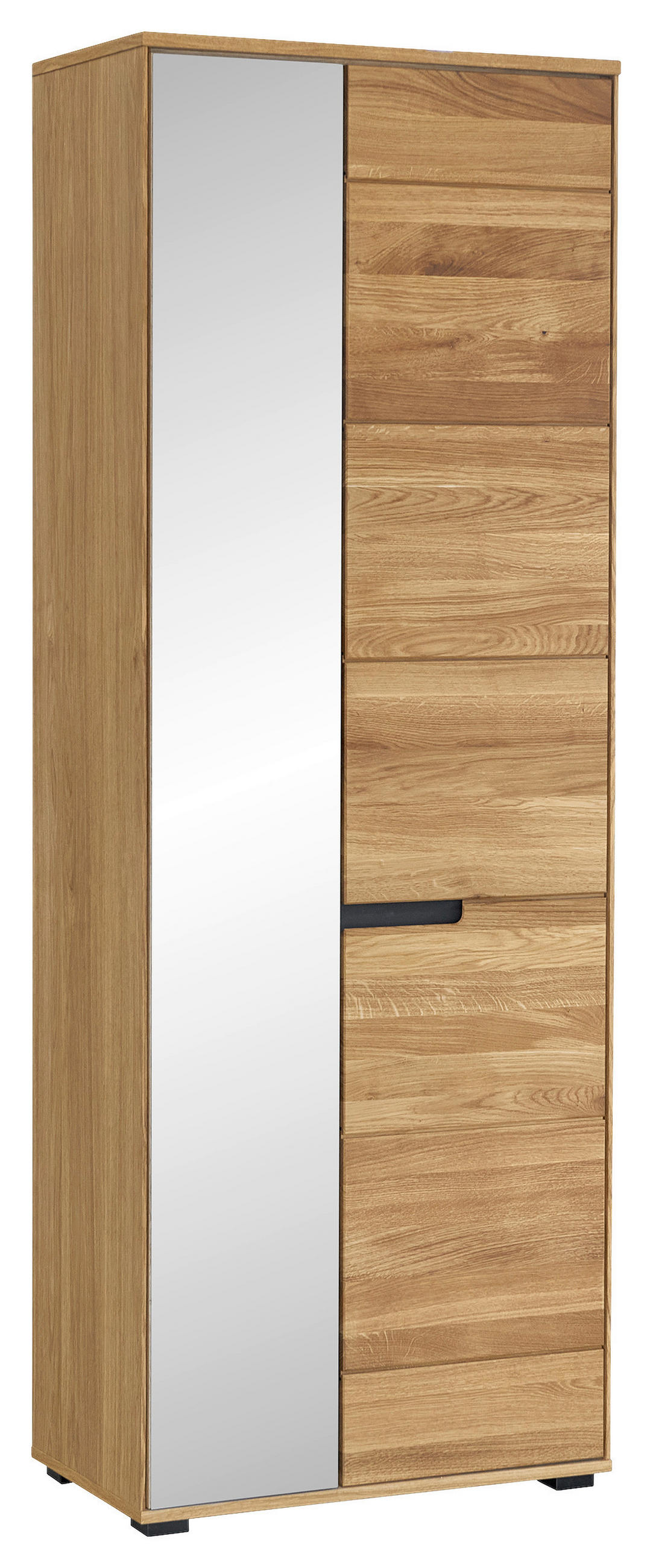 GARDEROBENSCHRANK  in 70/196/40 cm  - Eichefarben/Schwarz, KONVENTIONELL, Glas/Holz (70/196/40cm) - Linea Natura