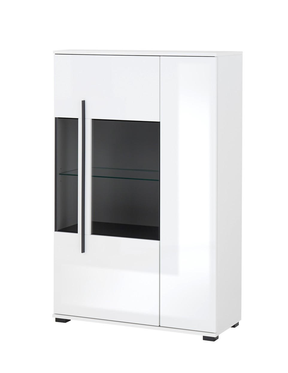 Livetastic Vitrine Weiß Hochglanz 90x140x37 cm