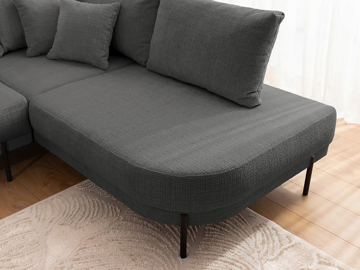 ECKSOFA Mauris Grau Chenille Rückenkissen  - Schwarz/Grau, Design, Kunststoff/Textil (233/200cm) - Livetastic