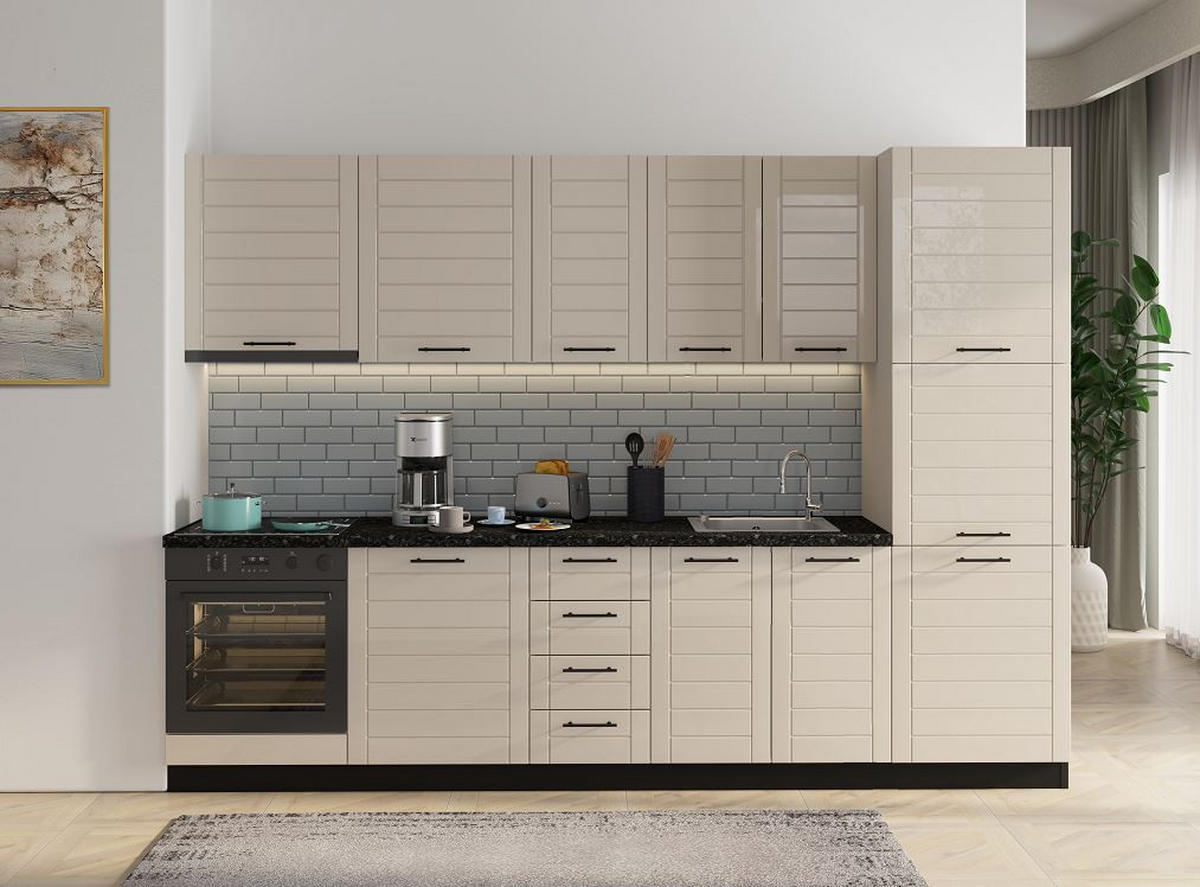 KONYHABLOKK GÉPEK NÉLKÜL  - fekete/homokszínű, Basics, faalapú anyag/fém - Carryhome