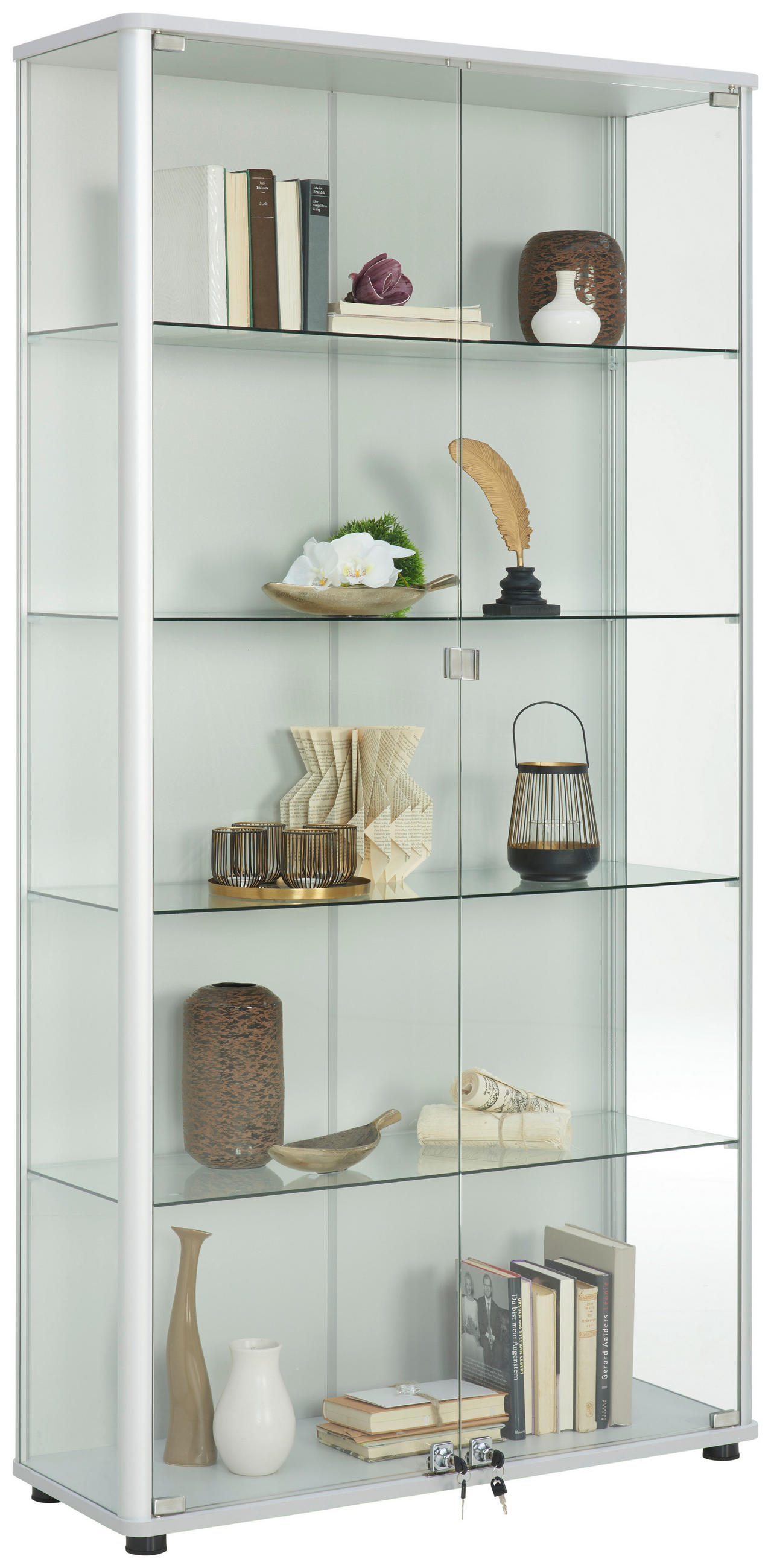 XXXLutz Vitrine Klar, Hellgrau 96x190x36 cm