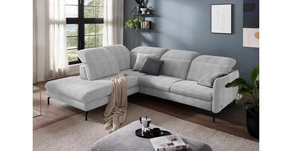 ECKSOFA in Flachgewebe Hellgrau 233/299-313 cm - Hellgrau/Schwarz, Design, Textil/Metall (233/299-313cm) - Dieter Knoll