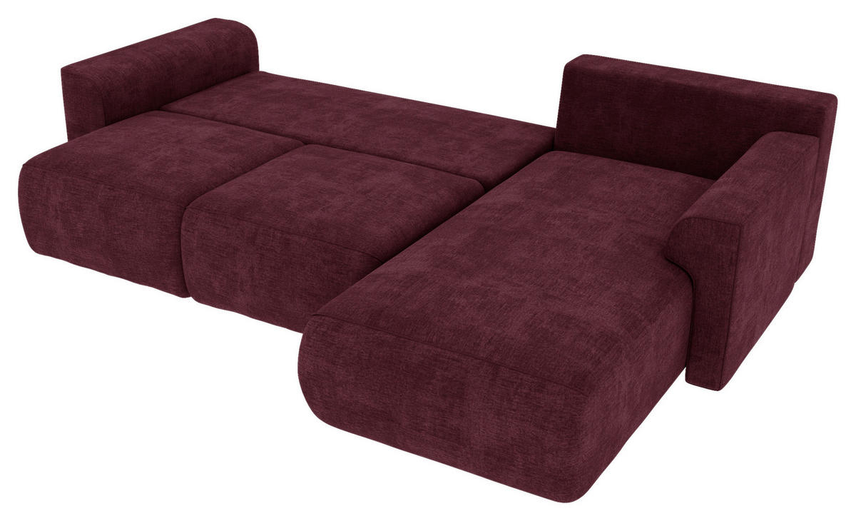 ECKSOFA in Samt Bordeaux  293/195 cm  - Chromfarben/Bordeaux, KONVENTIONELL, Kunststoff/Textil (293/195cm) - Carryhome
