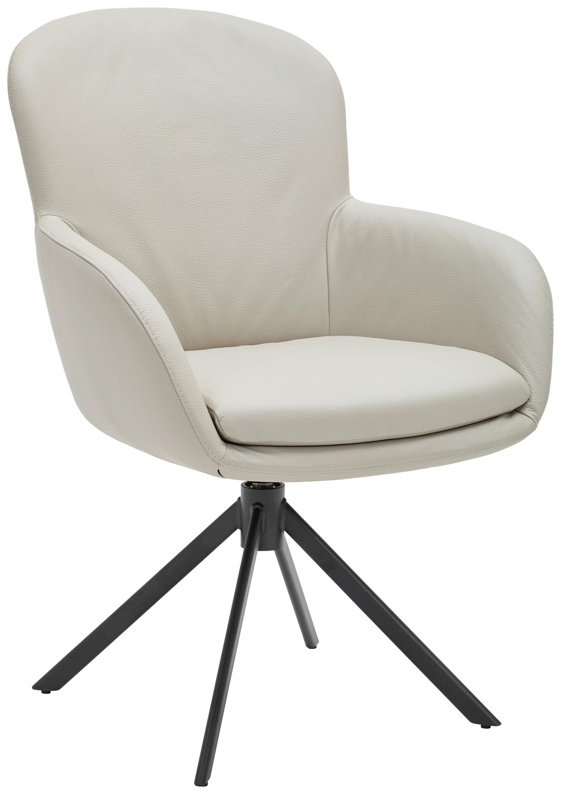 ARMLEHNSTUHL  Lederauswahl, Stoffauswahl, Sitzfläche 360° drehbar, Gestellauswahl  Echtleder  Cappuccino, Graubraun  - Graubraun/Anthrazit, Design, Leder/Metall (64/92,5/68cm) - Bert Plantagie