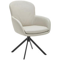 ARMLEHNSTUHL  Lederauswahl, Stoffauswahl, Sitzfläche 360° drehbar, Gestellauswahl  Echtleder  Cappuccino, Graubraun  - Anthrazit/Graubraun, Design, Leder/Metall (64/92,5/68cm) - Bert Plantagie