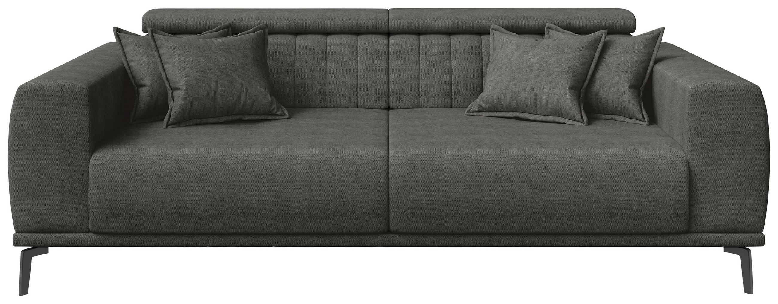 3-SITZER-SOFA Webstoff Dunkelgrau  - Dunkelgrau/Schwarz, KONVENTIONELL, Textil/Metall (240/80/110cm) - Carryhome