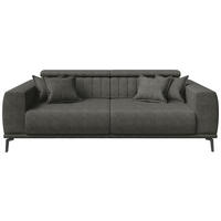 3-SITZER-SOFA Webstoff Dunkelgrau  - Dunkelgrau/Schwarz, KONVENTIONELL, Textil/Metall (240/80/110cm) - Carryhome