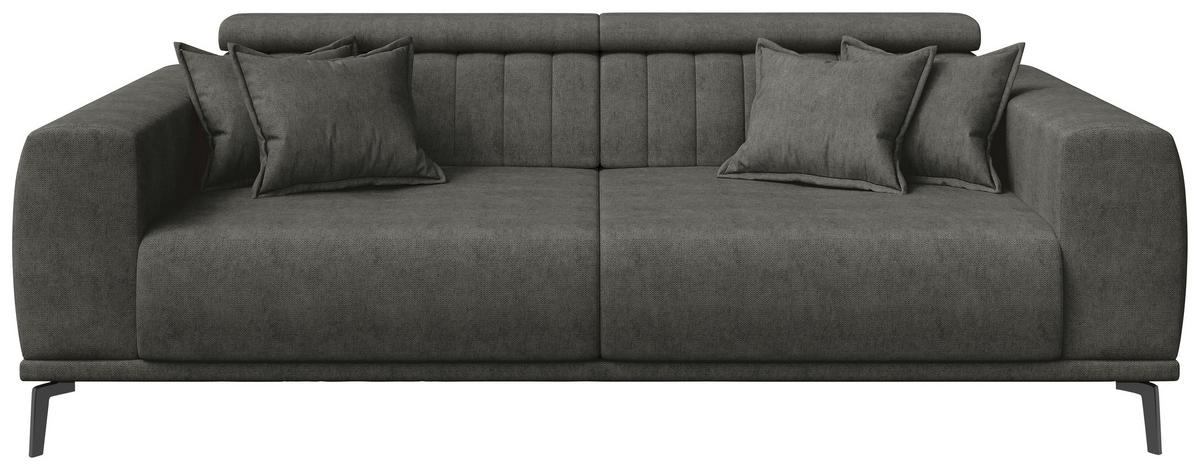 3-SITZER-SOFA Webstoff Dunkelgrau  - Dunkelgrau/Schwarz, KONVENTIONELL, Textil/Metall (240/80/110cm) - Carryhome