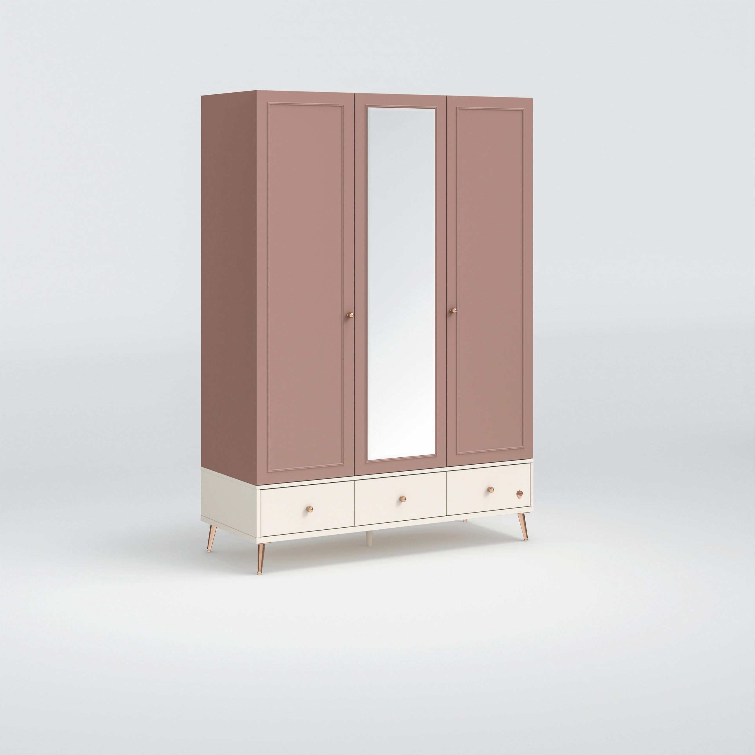 Dulap Cu Uși Rotative, crem, roz aprins - roz aprins/crem, Modern, material pe bază de lemn (145/210/59cm) - Cilek