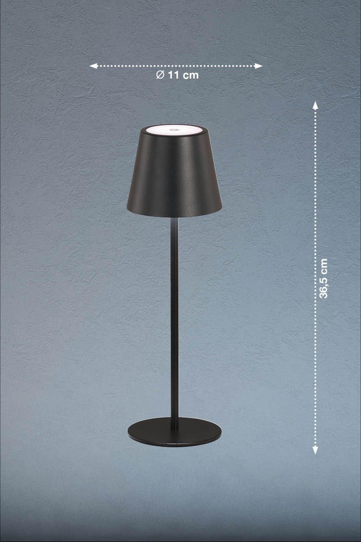 AKKU-TISCHLEUCHTE Viletto 11/36,5 cm   - Sandfarben/Schwarz, KONVENTIONELL, Metall (11/36,5cm)