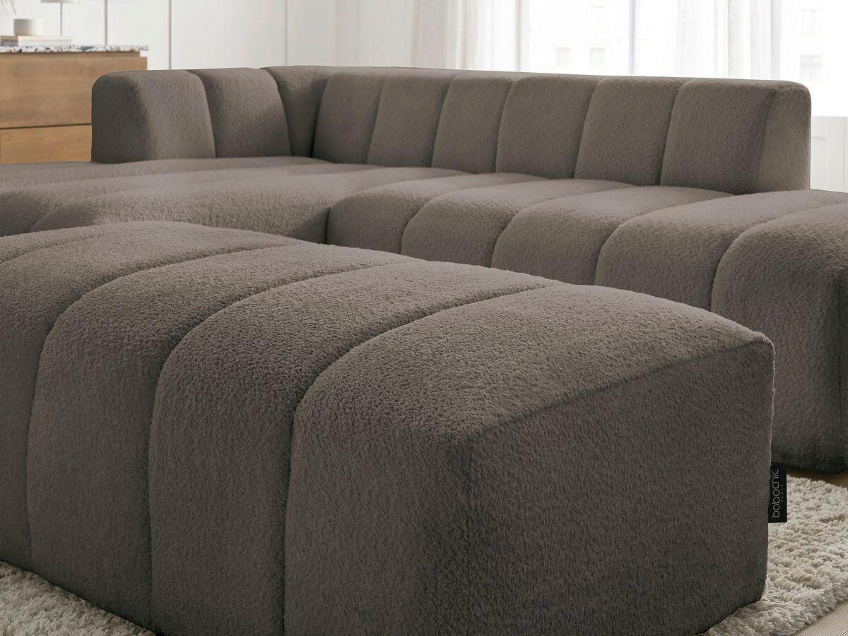 ECKSOFA Ottomane links  ANNECY Taupe Bouclé  - Taupe/Schwarz, MODERN, Kunststoff/Textil (170/262cm)
