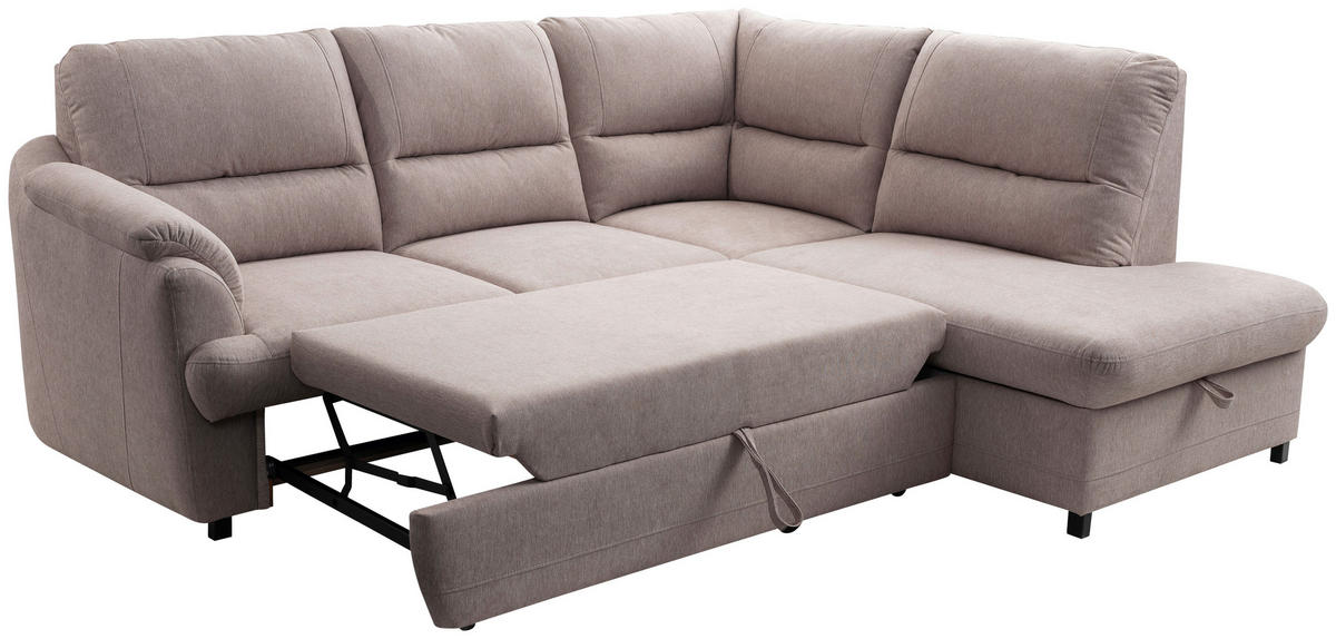ECKSOFA Greige  - Greige/Schwarz, Basics, Holz/Textil (240/200cm) - MID.YOU