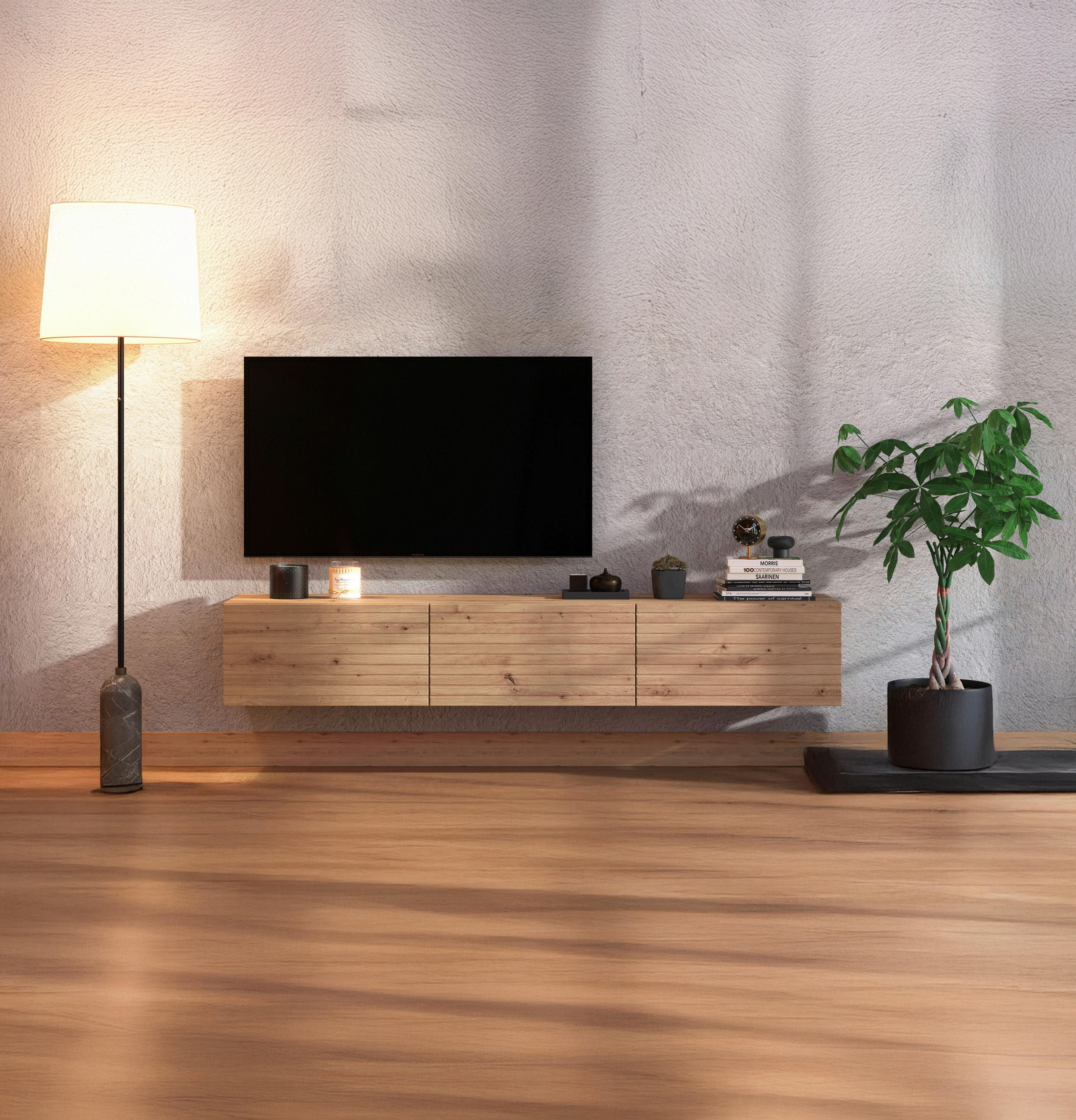 TV STOLEK, dub artisan, 192/32/42 cm - dub artisan, Basics, kompozitní dřevo (192/32/42cm) - Xora