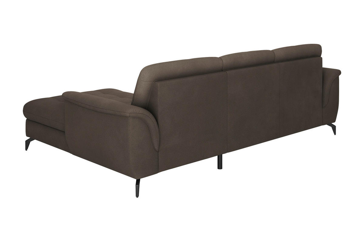 ECKSOFA ZORA E Dunkelbraun Flachgewebe  - Dunkelbraun/Schwarz, MODERN, Textil/Metall (262/164cm) - Sit & More