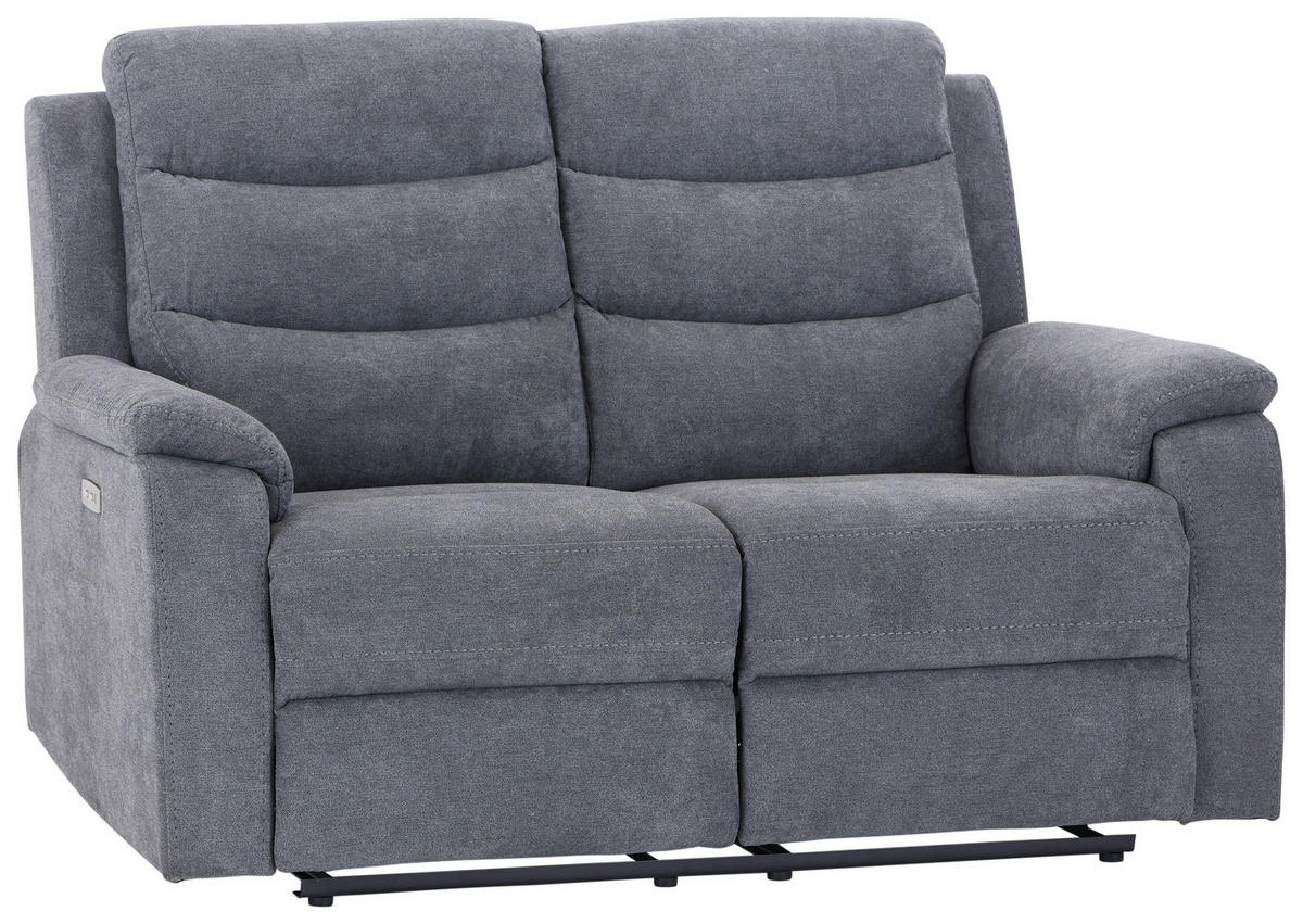 2-SITZER-SOFA Webstoff Grau  - Schwarz/Grau, KONVENTIONELL, Kunststoff/Textil (153/102/93cm) - P & B