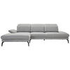 ECKSOFA in Chenille Grau  - Schwarz/Grau, Design, Textil/Metall (180/289cm) - Stylife