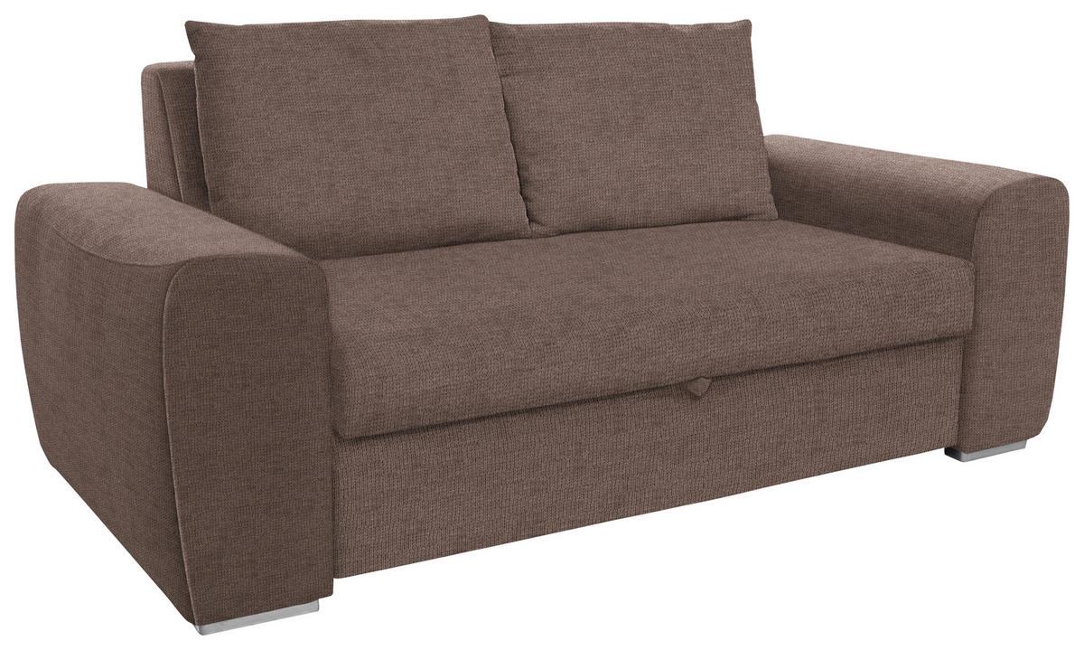 SCHLAFSOFA in Textil Hellbraun  - Chromfarben/Hellbraun, Design, Holz/Textil (199/92/97cm) - Livetastic