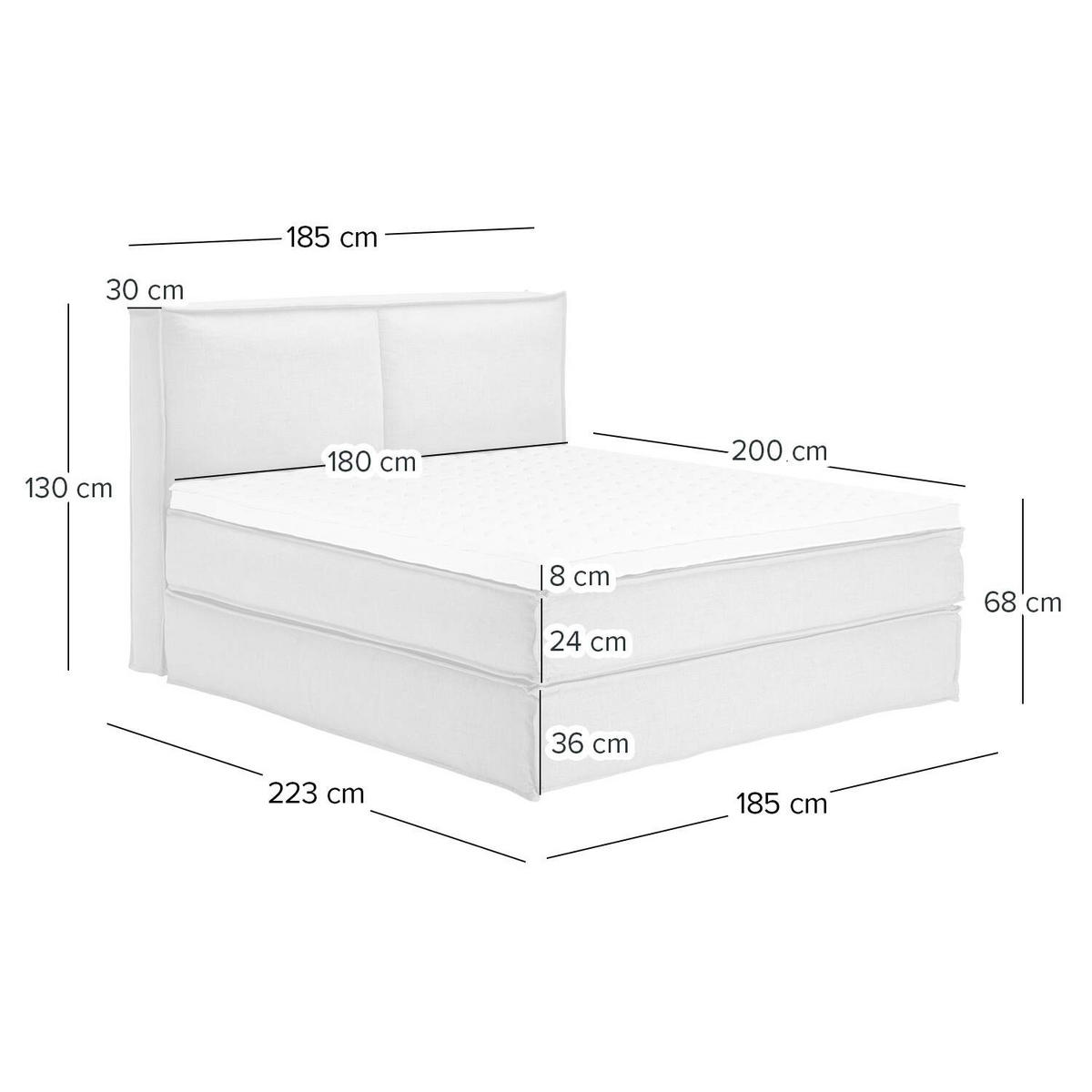 BOXSPRINGBETT 180/200 cm  in Creme  - Creme/Schwarz, Design, Textil (180/200cm) - home24