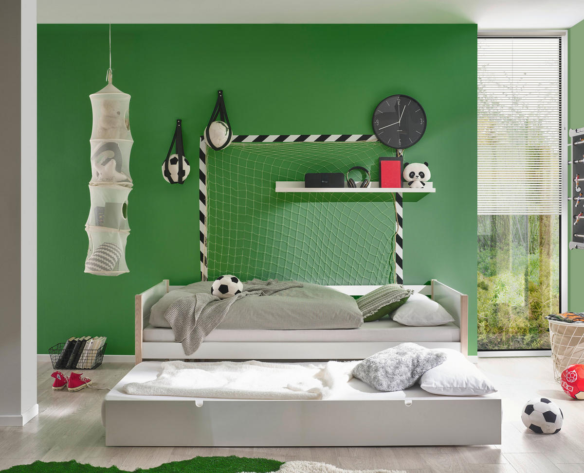 AUSZIEHBETT 90-180/200 cm  in Weiß, Kieferfarben  - Naturfarben/Weiß, KONVENTIONELL, Holz/Holzwerkstoff (90-180/200cm) - Xora