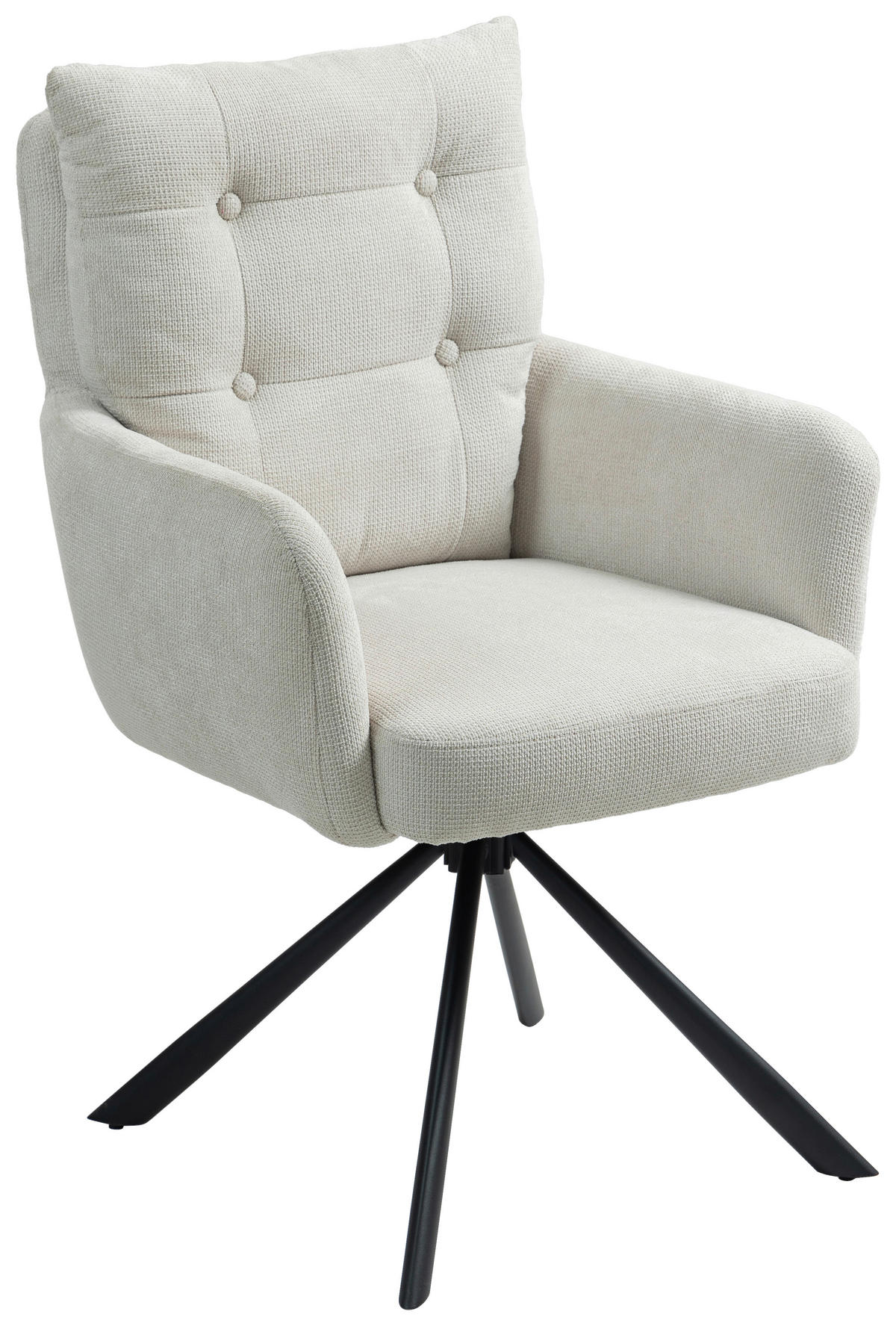 ARMLEHNSTUHL  in Eisen  - Creme/Schwarz, KONVENTIONELL, Textil/Metall (60/95/67cm) - MID.YOU