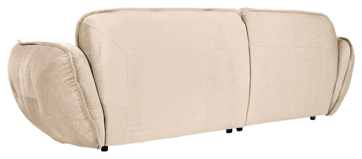 ECKSOFA in Chenille Creme  - Creme/Schwarz, Modern, Kunststoff/Textil (269/184cm) - Trendmanufaktur