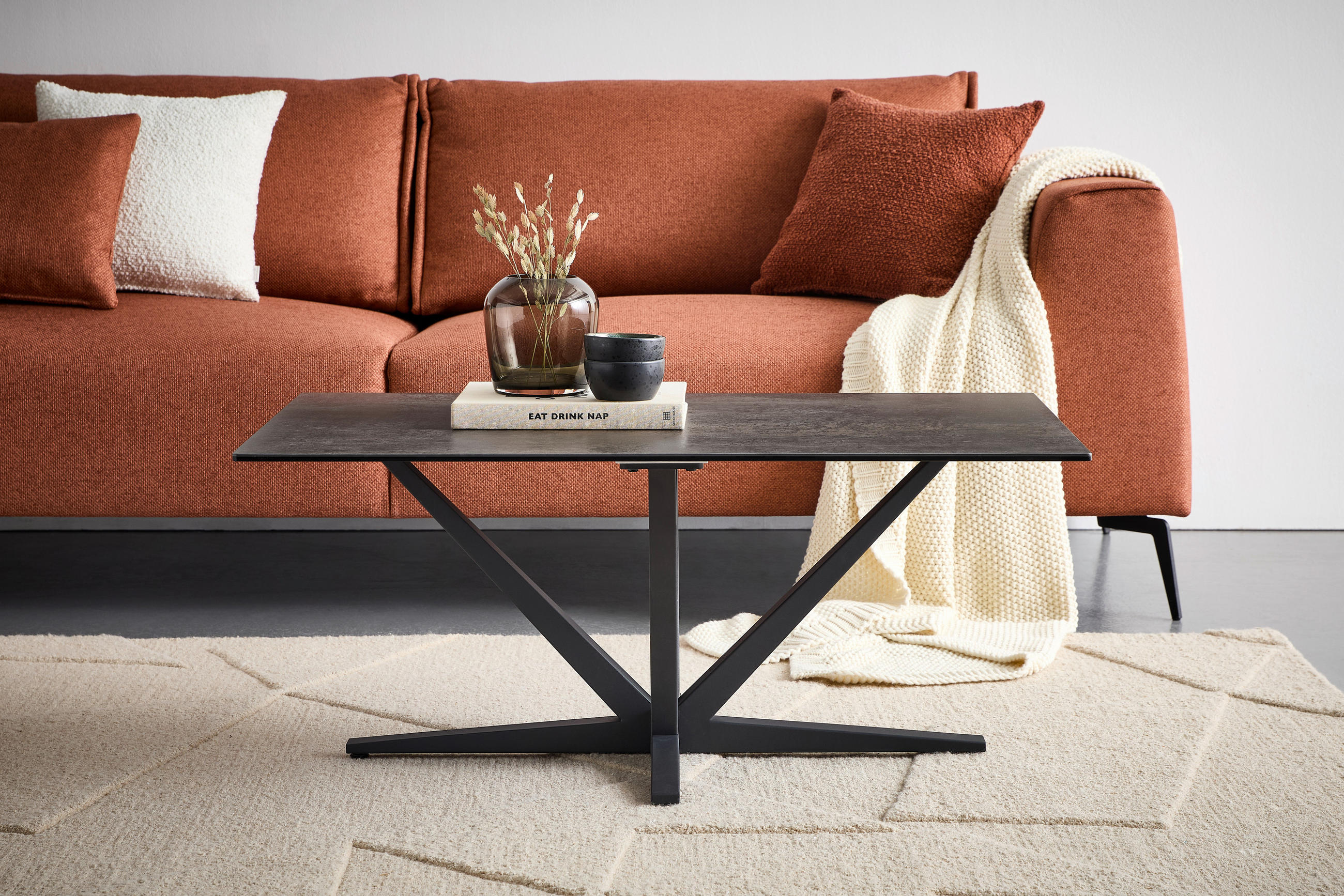 COUCHTISCH ESG 100/60/42 cm rechteckig Schwarz  - Schwarz, Design, Glas/Keramik (100/60/42cm) - Novel