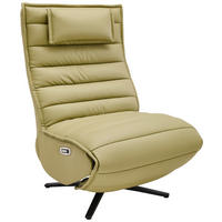 RELAXSESSEL Lederlook Echtleder Relaxfunktion, Fußteilverstellung, Nackenkissen    - Schwarz/Olivgrün, Design, Leder/Textil (68/108/84cm) - Stylife