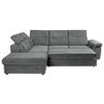 ECKSOFA Dunkelgrau Flachgewebe Bettkasten, Schlaffunktion, Rücken echt, Liegefläche im Originalstoff  - Dunkelgrau/Schwarz, KONVENTIONELL, Kunststoff/Textil (235/280cm) - Carryhome