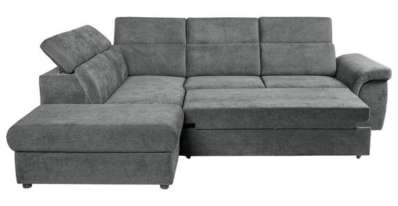 ECKSOFA Dunkelgrau Flachgewebe Bettkasten, Schlaffunktion, Rücken echt, Liegefläche im Originalstoff  - Dunkelgrau/Schwarz, KONVENTIONELL, Kunststoff/Textil (235/280cm) - Carryhome