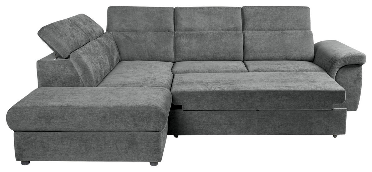 ECKSOFA Dunkelgrau Flachgewebe  - Dunkelgrau/Schwarz, KONVENTIONELL, Kunststoff/Textil (235/280cm) - Carryhome