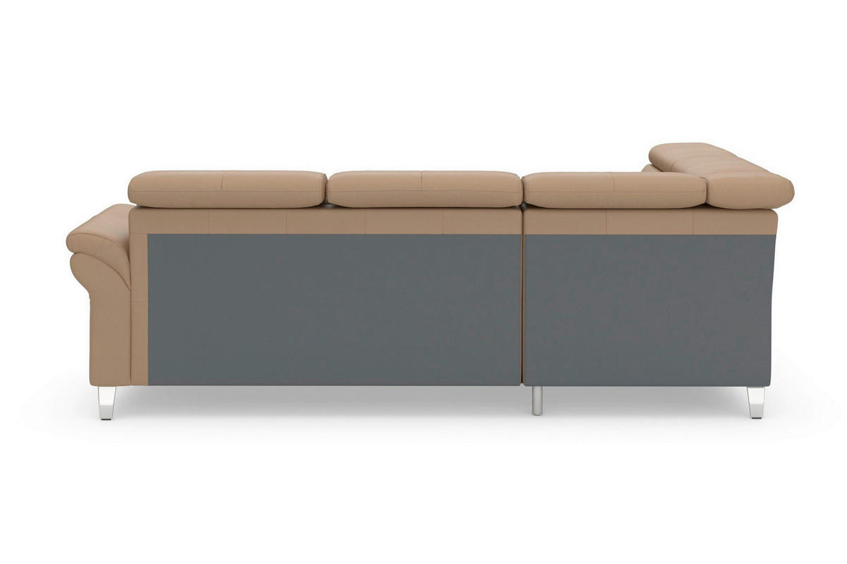 ECKSOFA 194/245 cm ARNGAST E in Echtleder Cappuccino Kopfteilverstellung  194/245 cm  - Chromfarben/Cappuccino, Basics, Leder/Textil (194/245cm) - Sit & More