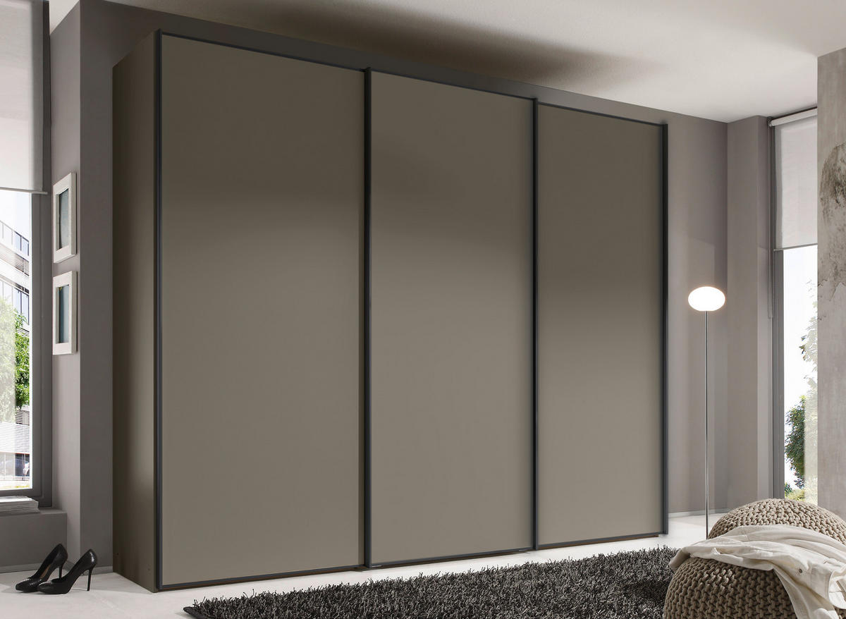SCHWEBETÜRENSCHRANK in Mokka  - Graphitfarben/Mokka, Design, Holzwerkstoff/Metall (280/240/68cm) - Moderano