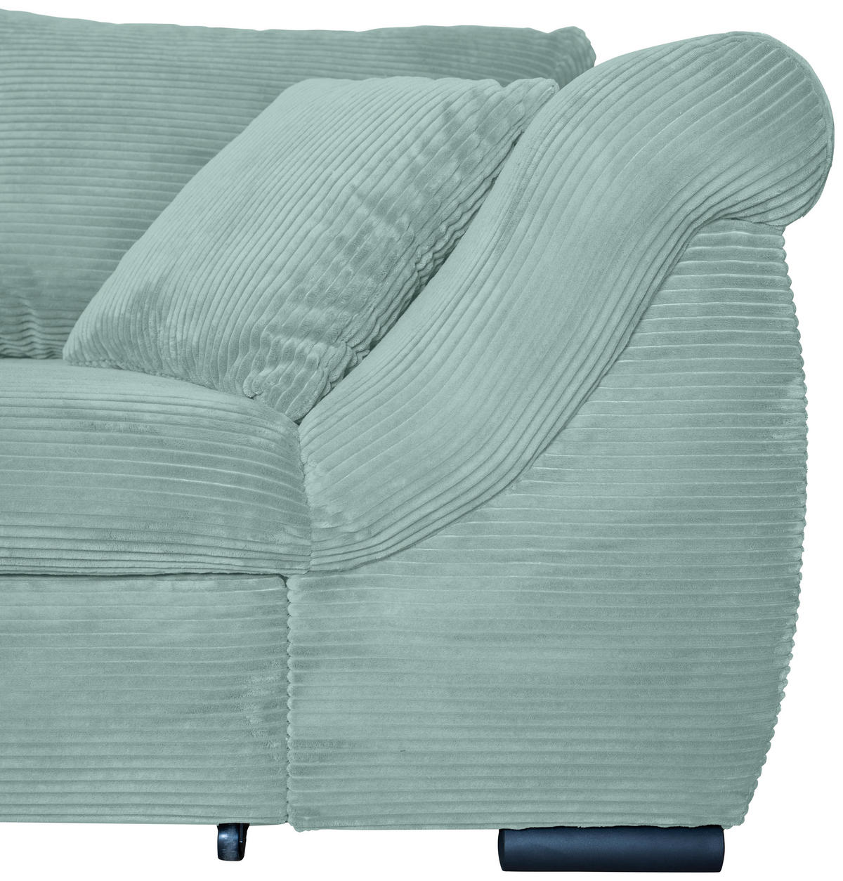 ECKSOFA in Cord Salbeigrün  - Salbeigrün/Schwarz, KONVENTIONELL, Textil/Metall (168/258cm) - Carryhome