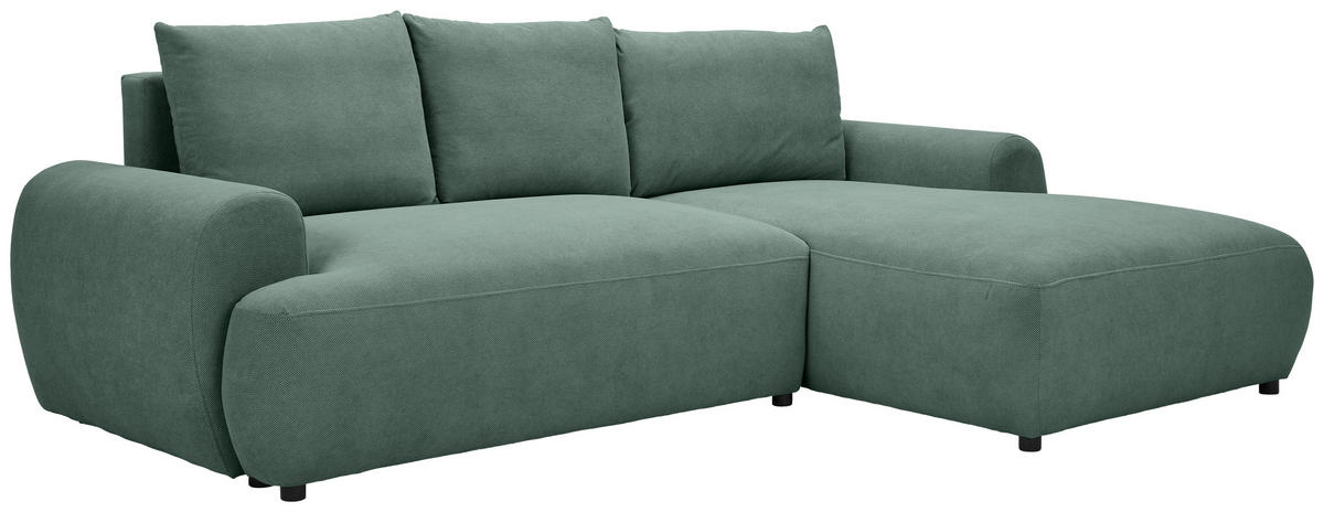 ECKSOFA in Webstoff Grün  - Schwarz/Grün, Modern, Kunststoff/Textil (265/175cm) - MID.YOU