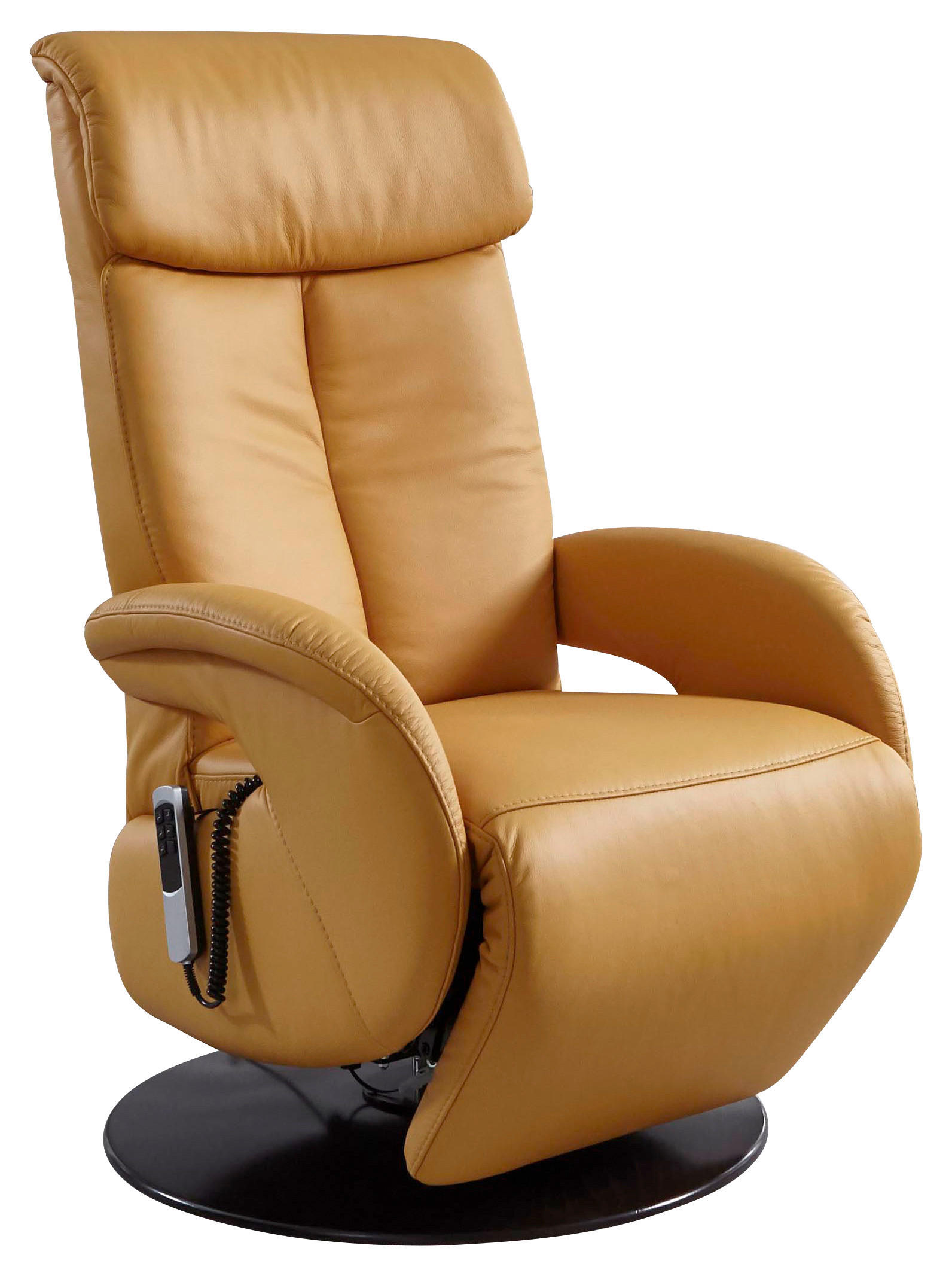 RELAXSESSEL Echtleder    - Wengefarben/Currygelb, Design, Leder/Holz (70/110/80cm) - Cantus