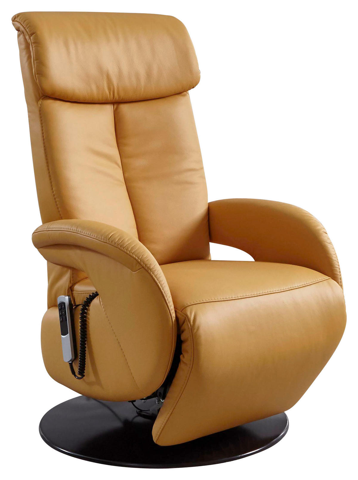 RELAXSESSEL Leder Currygelb  - Wengefarben/Currygelb, Design, Leder/Holz (70/110/80cm) - Cantus