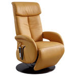 RELAXSESSEL in Leder Currygelb  - Wengefarben/Currygelb, Design, Leder/Holz (70/110/80cm) - Cantus