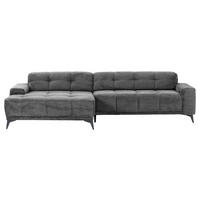 ECKSOFA in Cord Dunkelgrau  165/295 cm  - Dunkelgrau/Schwarz, KONVENTIONELL, Textil/Metall (165/295cm) - Carryhome