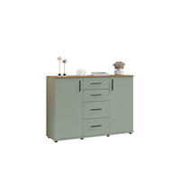 KOMMODE , 120/84/35 cm, 4 Schublade(n)  - Eichefarben/Salbeigrün, Design, Holzwerkstoff/Kunststoff (120/84/35cm) - MID.YOU