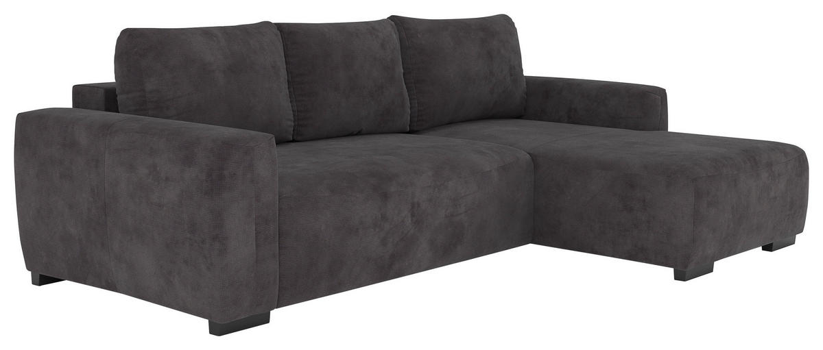 ECKSOFA  in Mikrofaser Schwarz  - Schwarz, Trend, Kunststoff/Textil (252/170cm) - MID.YOU