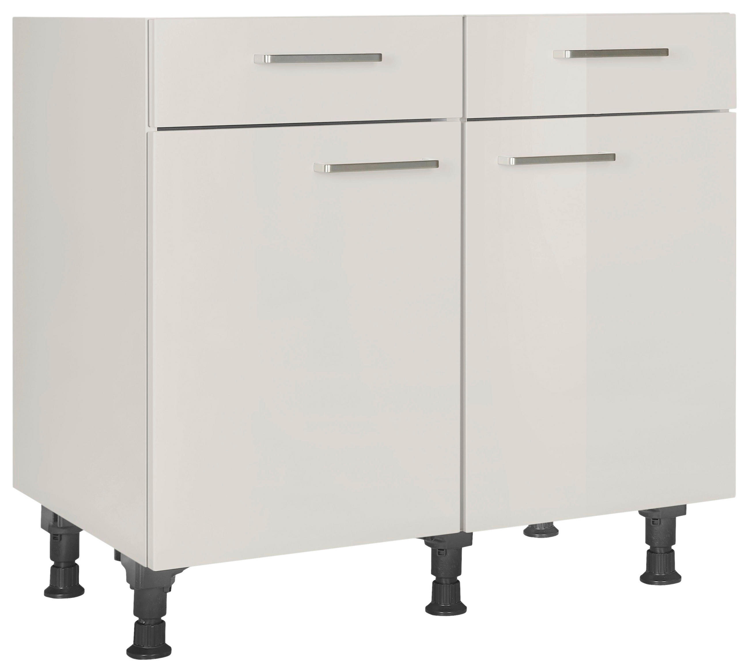 SCHUBKASTENUNTERSCHRANK 90/87/56 cm in Hellgrau - Edelstahlfarben/Hellgrau, MODERN, Holzwerkstoff/Metall (90/87/56cm) - Nobilia