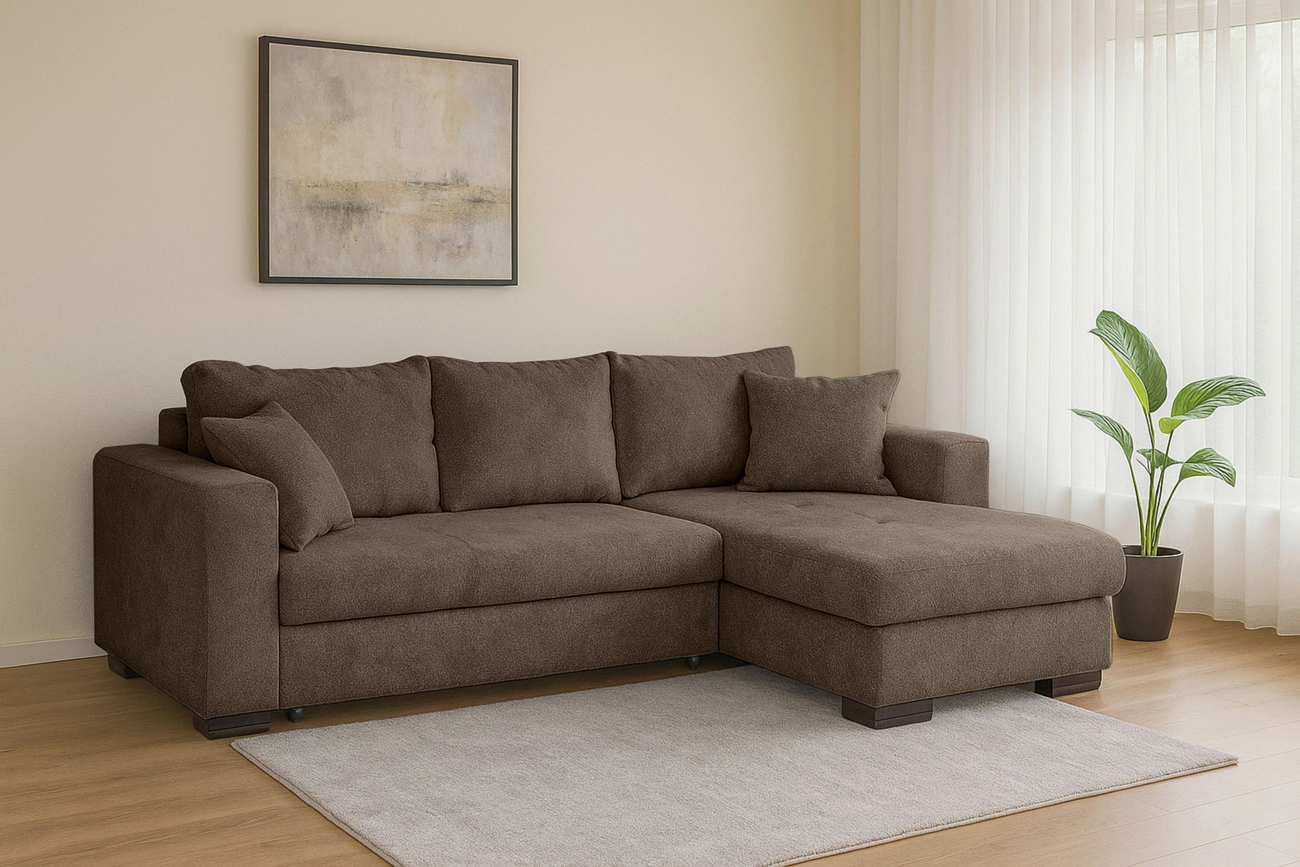 ECKSOFA Braun Webstoff  - Braun, KONVENTIONELL, Holz/Textil (170/235cm) - Carryhome