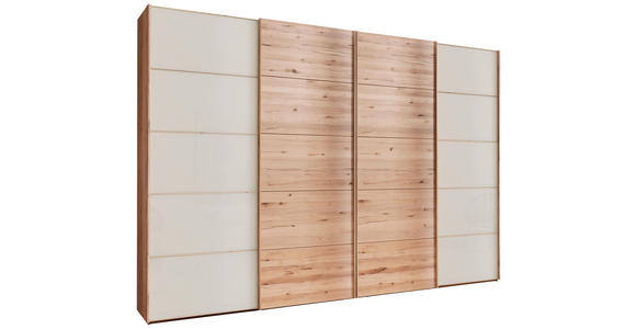 SCHWEBETÜRENSCHRANK  in Buchefarben, Champagner  - Champagner/Buchefarben, Natur, Glas/Holz (330/217/67cm) - Linea Natura