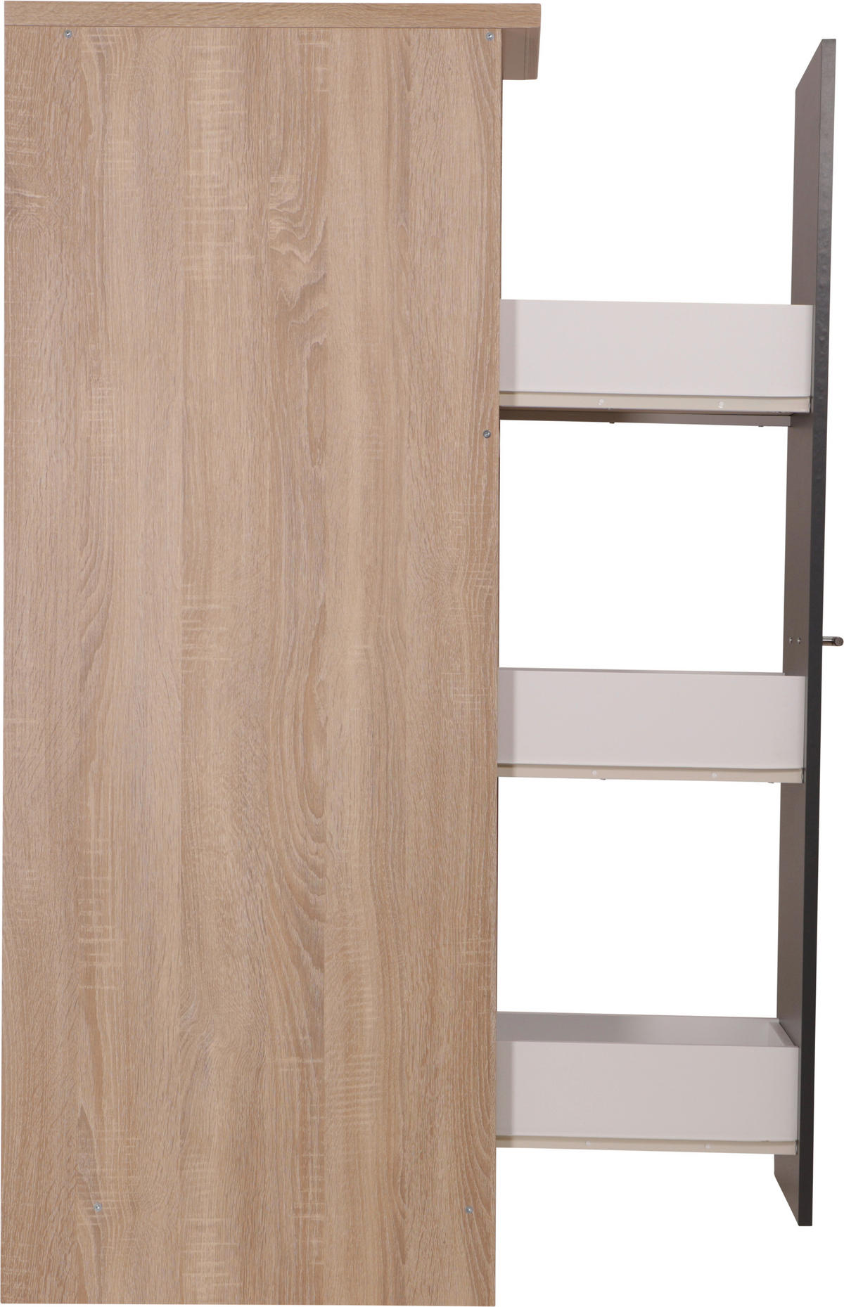 SKÅP MED UTDRAGSFUNKTION 30/144,8/60 cm  i grå, ekfärgad  - silver/grå, Basics, metall/trämaterial (30/144,8/60cm) - Respekta