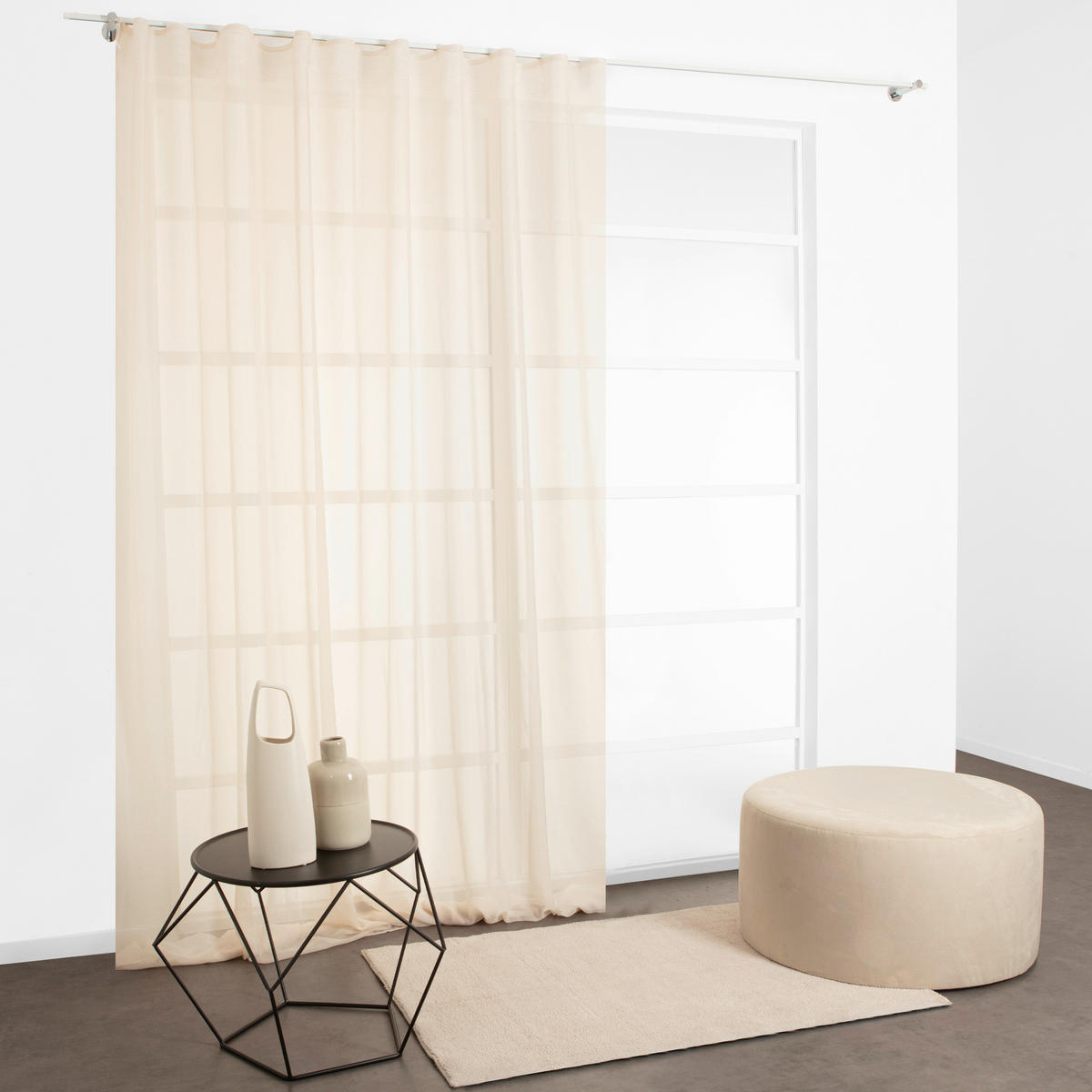 FERTIGVORHANG  transparent   280/280 cm  - Ecru, Basics, Textil (280/280cm)