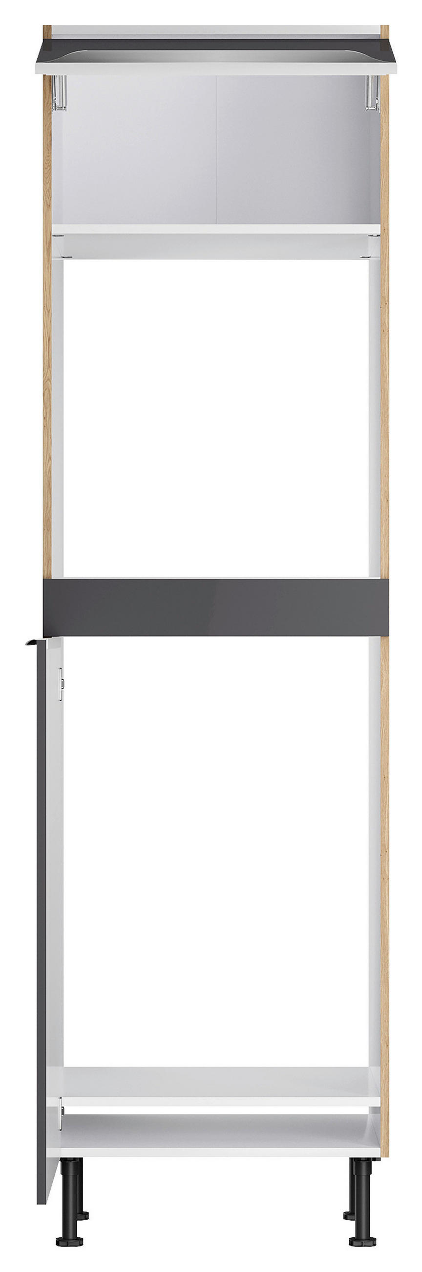 GERÄTEUMBAUSCHRANK 60/211,8/58,1 cm  in Anthrazit, Wildeiche  - Wildeiche/Edelstahlfarben, Basics, Holzwerkstoff/Metall (60/211,8/58,1cm) - Optifit